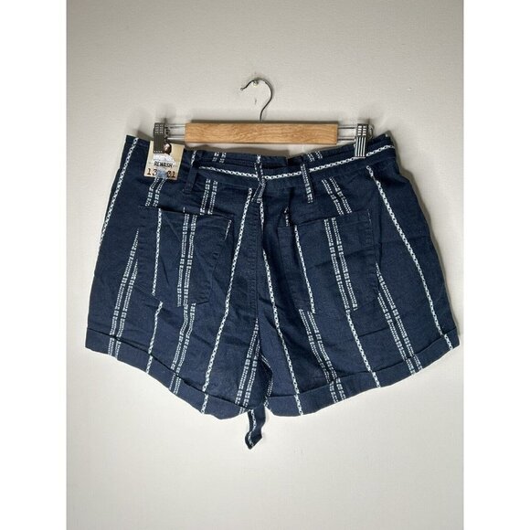 Rewash Brand Blue White Linen Blend Drawstring Shorts Womens Size 13/31 … - Picture 6 of 8